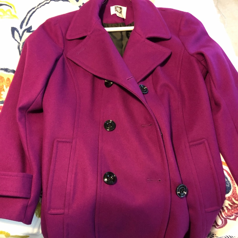 Anne Klein XL wool Purple Pea Coat